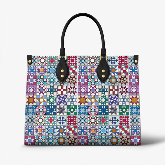 Sewing Lover Leather Handbag Traditional Quilt Blocks