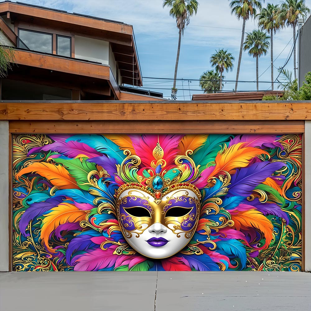 Mardi Gras Garage Door Banner Decoration - Radiant Carnival Queen