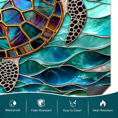 Sea Turtle Magnetic Dishwasher Cover Iridescent Sea Turtle In Turquoise Tides