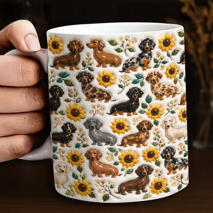 Dachshund 11Oz Mug Dachshunds Among Sunflowers