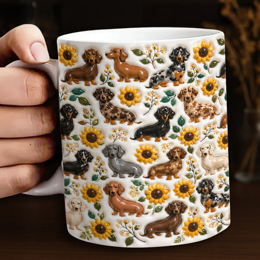 Dachshund 11Oz Mug Dachshunds Among Sunflowers