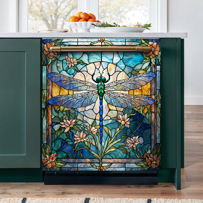 Dragonfly Magnetic Dishwasher Cover Dragonfly Grace In Stained Glass
