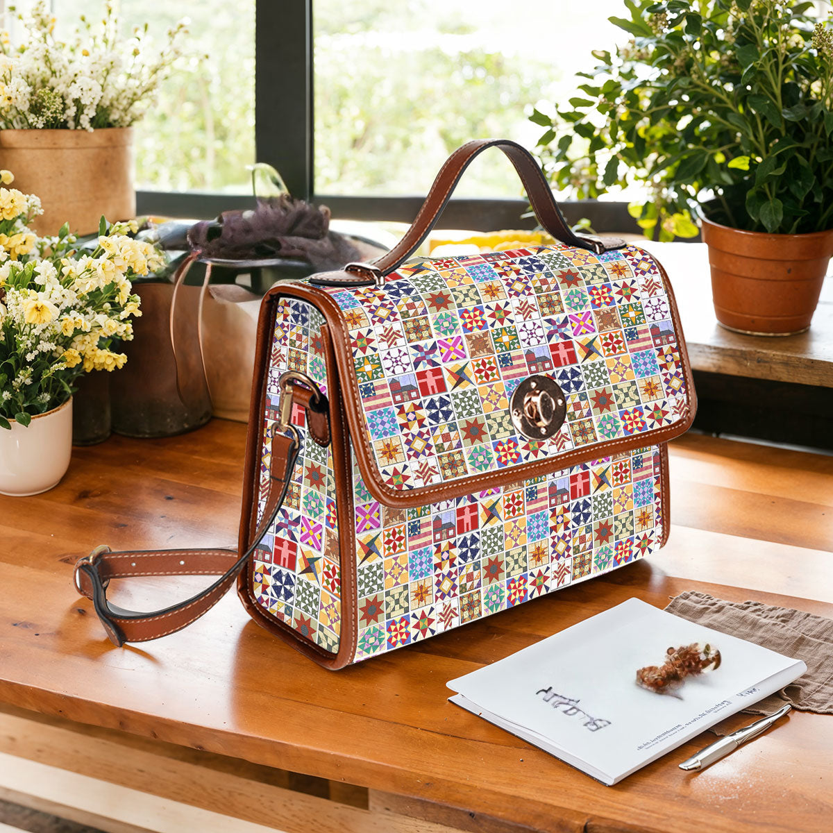 Sewing Lover Satchel Handbag Quilt Blocks