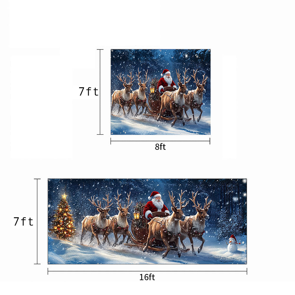 Christmas Garage Door Banner Decoration - Santa’s Magical Reindeer Sleigh Ride