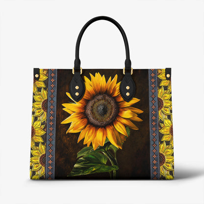 Sunflower Leather Handbag Golden Sunflower Glow