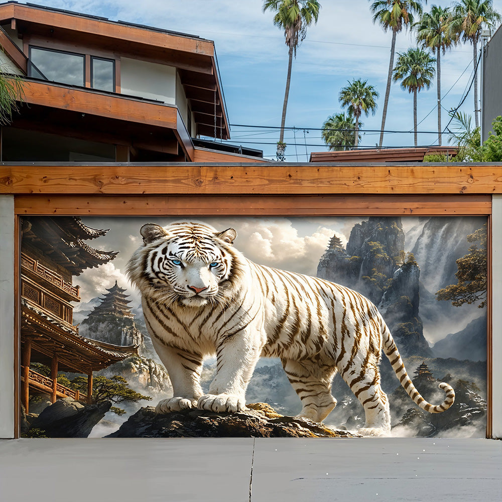 Garage Door Banner Decoration - White Tiger of the Sacred Mountains