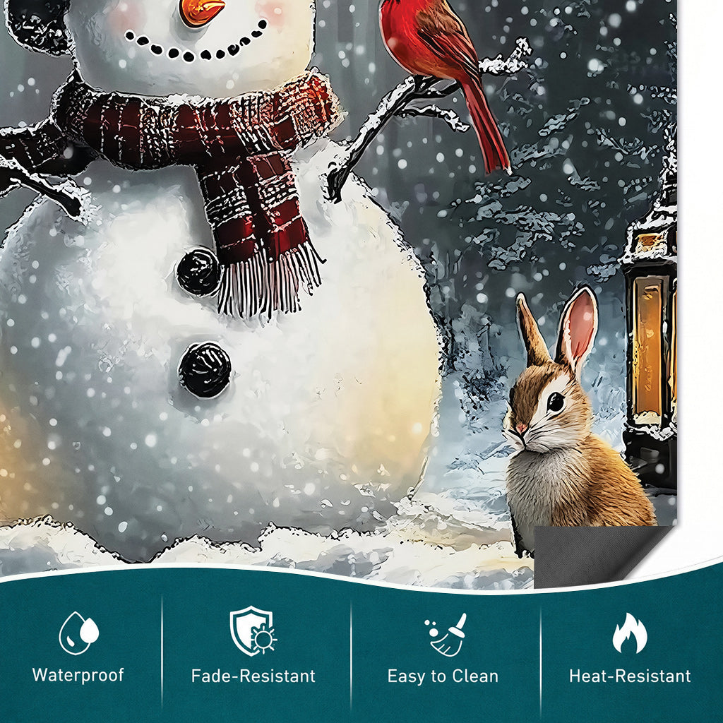 Christmas Magnetic Dishwasher Cover Winter Forest Snowman