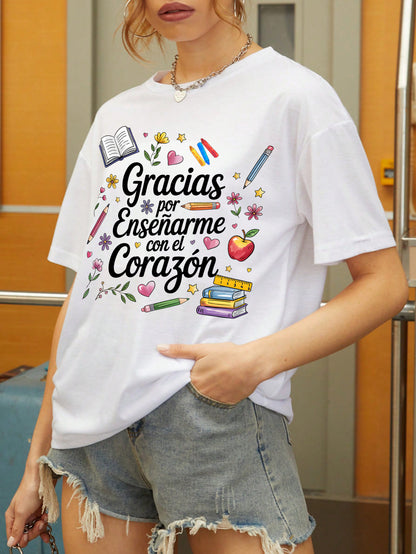 Spanish Teacher Graphic Tee Gracias Maestra