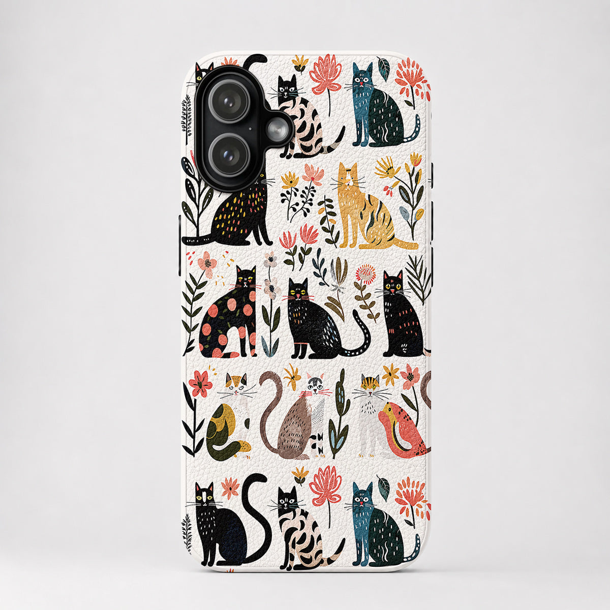 Cat Leather Phone Case Botanical Cat Bliss