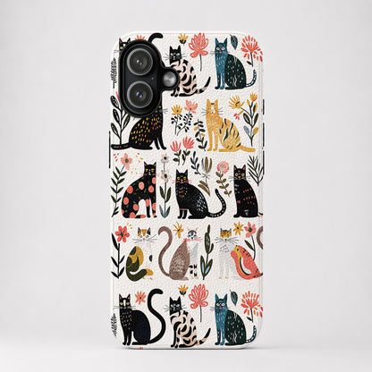 Cat Leather Phone Case Botanical Cat Bliss