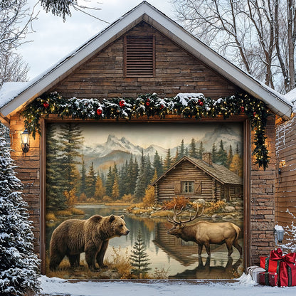 Bear Garage Door Banner Decoration - Lakeside Cabin Serenity