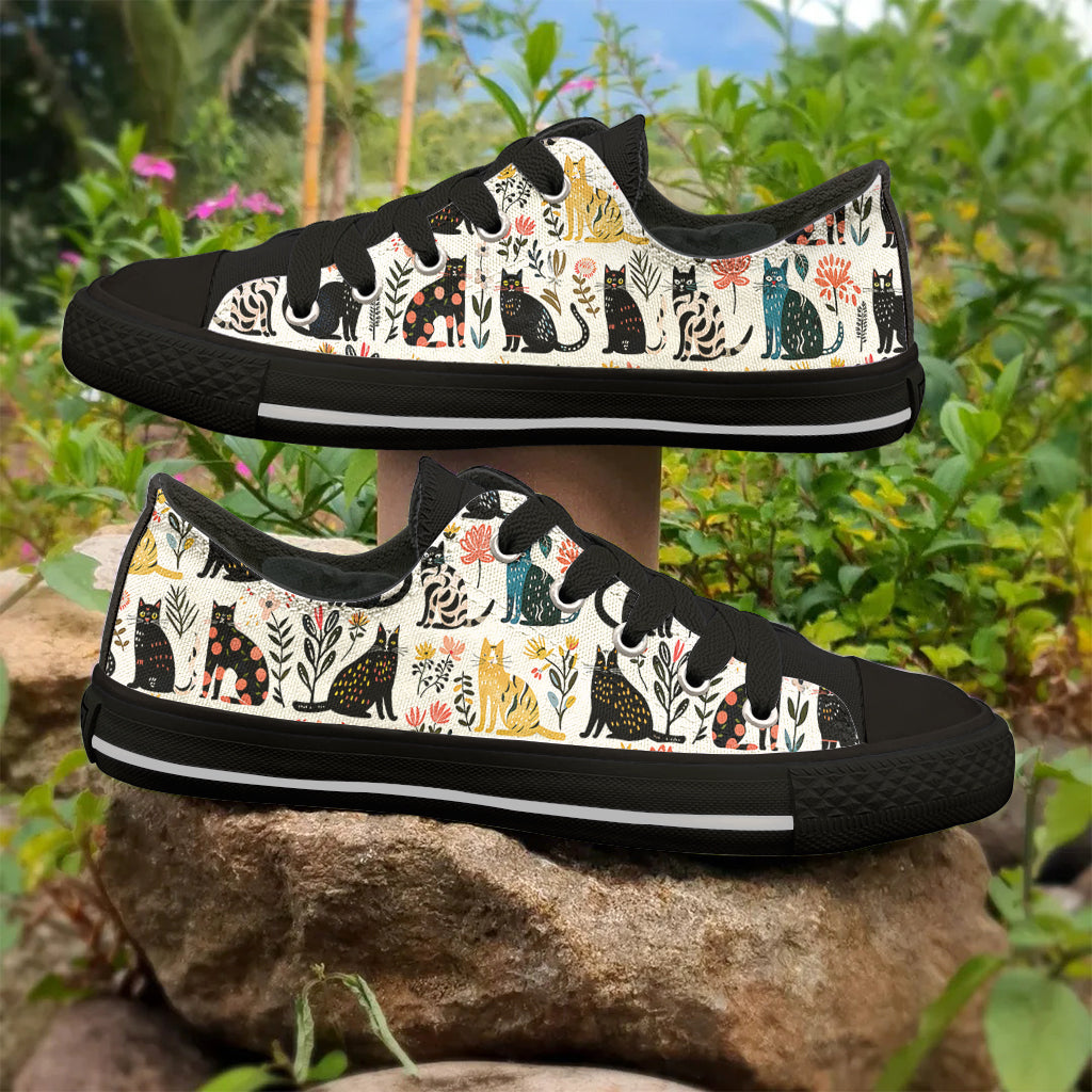 Cat Women's Low Top Shoes Botanical Cat Bliss
