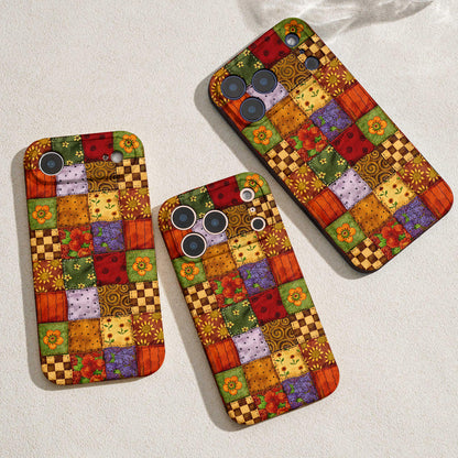 Autumn Quilt Blooms Leather Phone Case