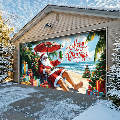 Santa Claus Garage Door Banner - Santa’s Tropical Christmas
