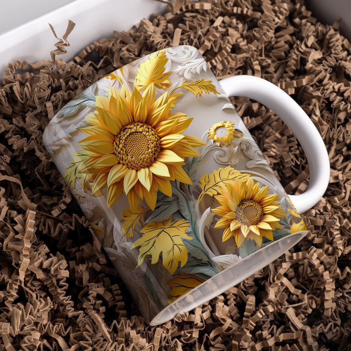 Sunflower Ceramic Mug Golden Sunflower Garden