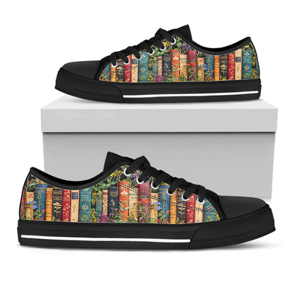 Book Lover Women's Low Top Shoes Floral Books