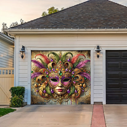 Mardi Gras Garage Door Banner Decoration - Queen of Carnival Radiance