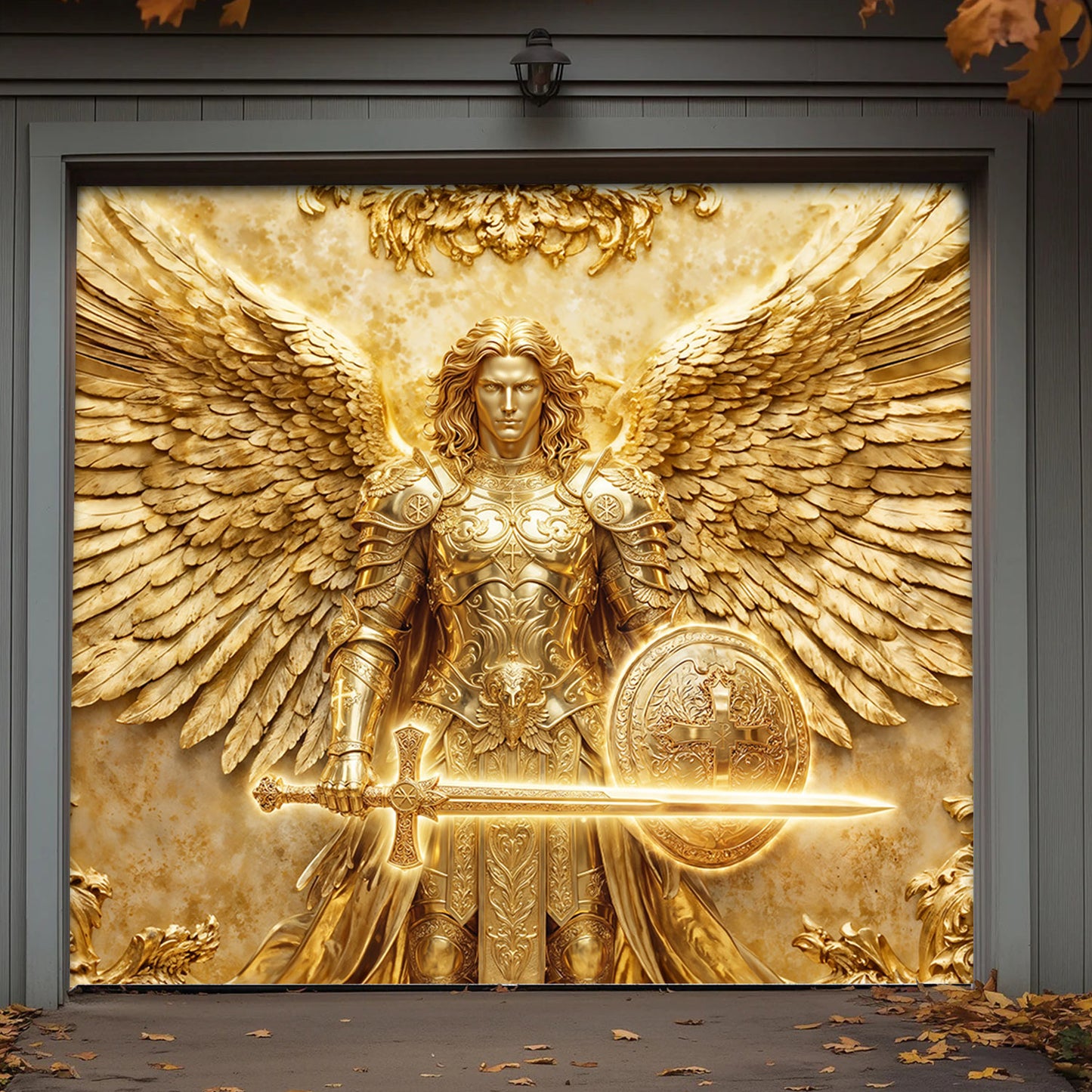 God Garage Door Banner Decoration - Archangel Michael Protect This Home