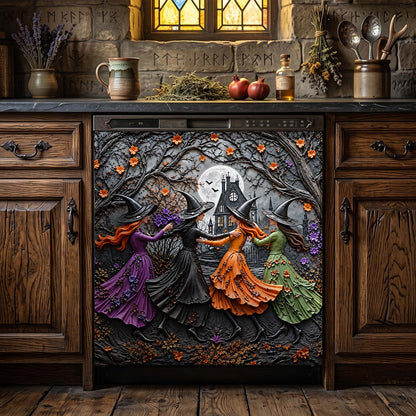 Witch Magnetic Dishwasher Cover Moonlit Witches’ Autumn Dance