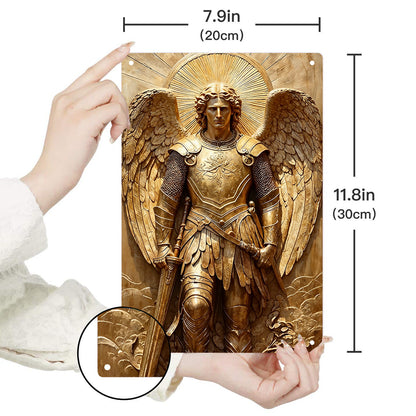 God 2D Metal Sign Guardian Gold Angel