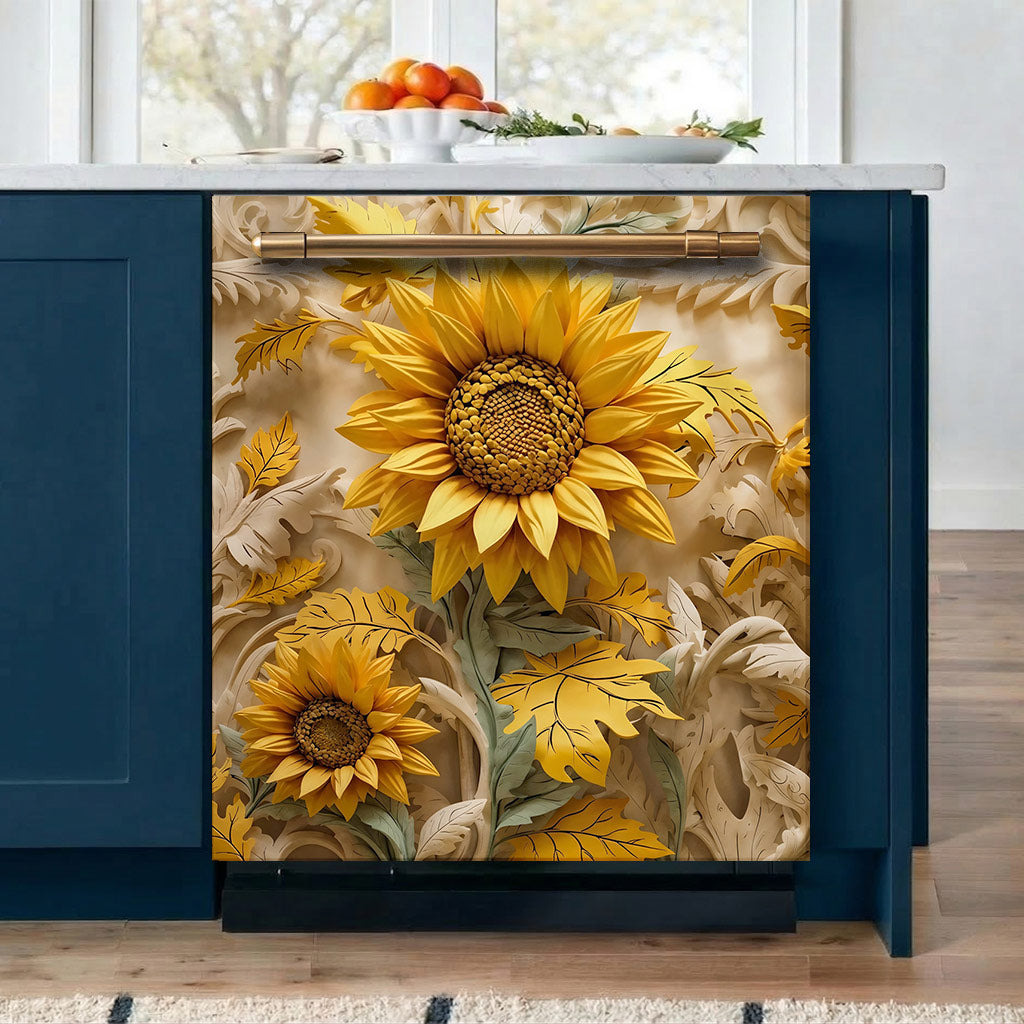 Sunlit Harvest Sunflower Magnetic Dishwasher Cover