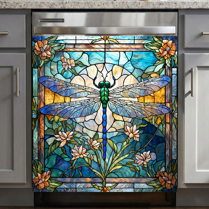 Dragonfly Magnetic Dishwasher Cover Dragonfly Grace In Stained Glass