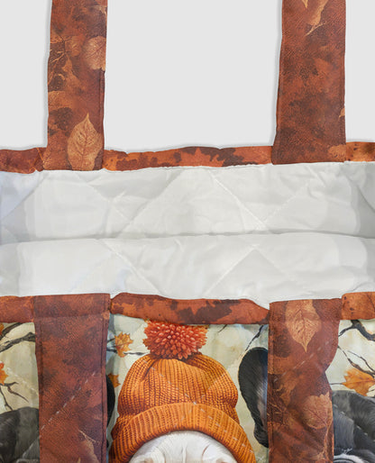 French Bulldog Quilted Tote Bag Frenchie Fall Vibes