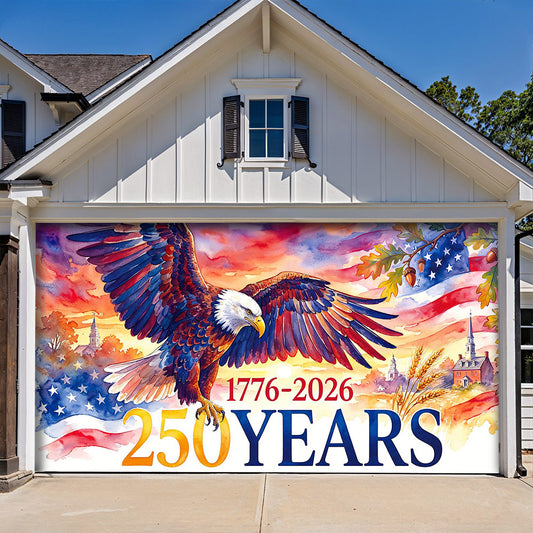 Patriotic Garage Door Banner Decoration - Wings of Freedom 1776–2026
