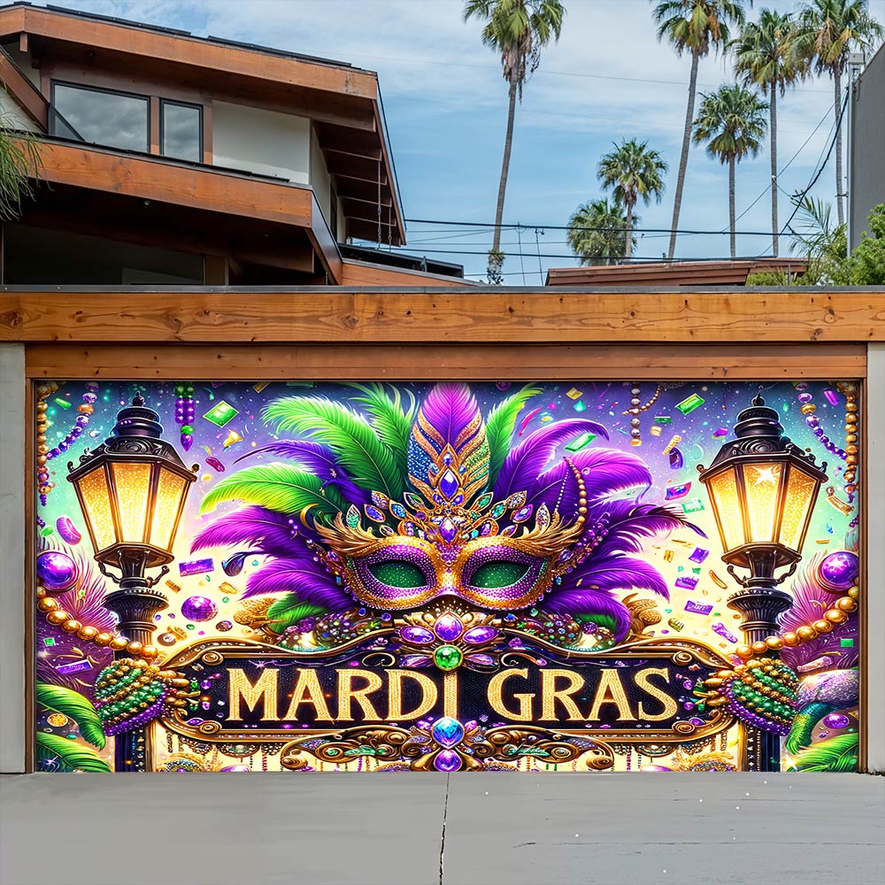 Mardi Gras Garage Door Banner Decoration - Mardi Gras Majesty