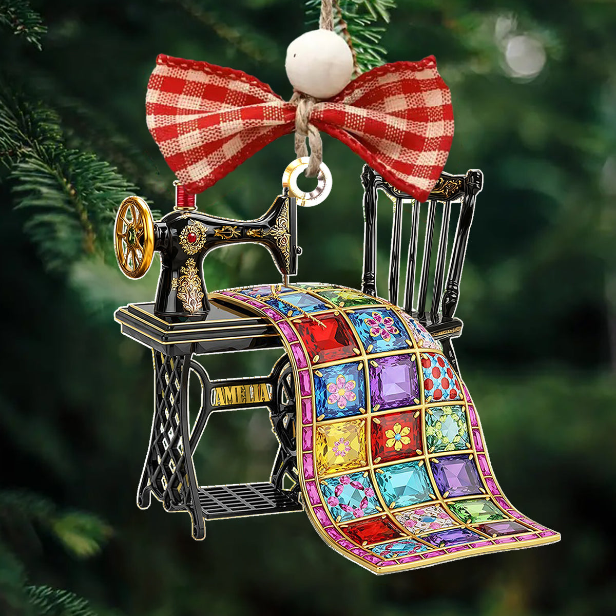 Quilting Lovers 2D Acrylic Ornament Vintage Threads Of Joy Personalized