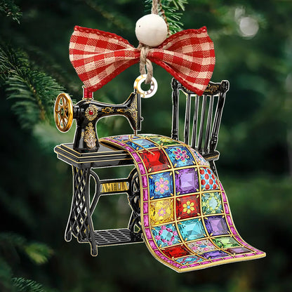 Quilting Lovers 2D Acrylic Ornament Vintage Threads Of Joy Personalized