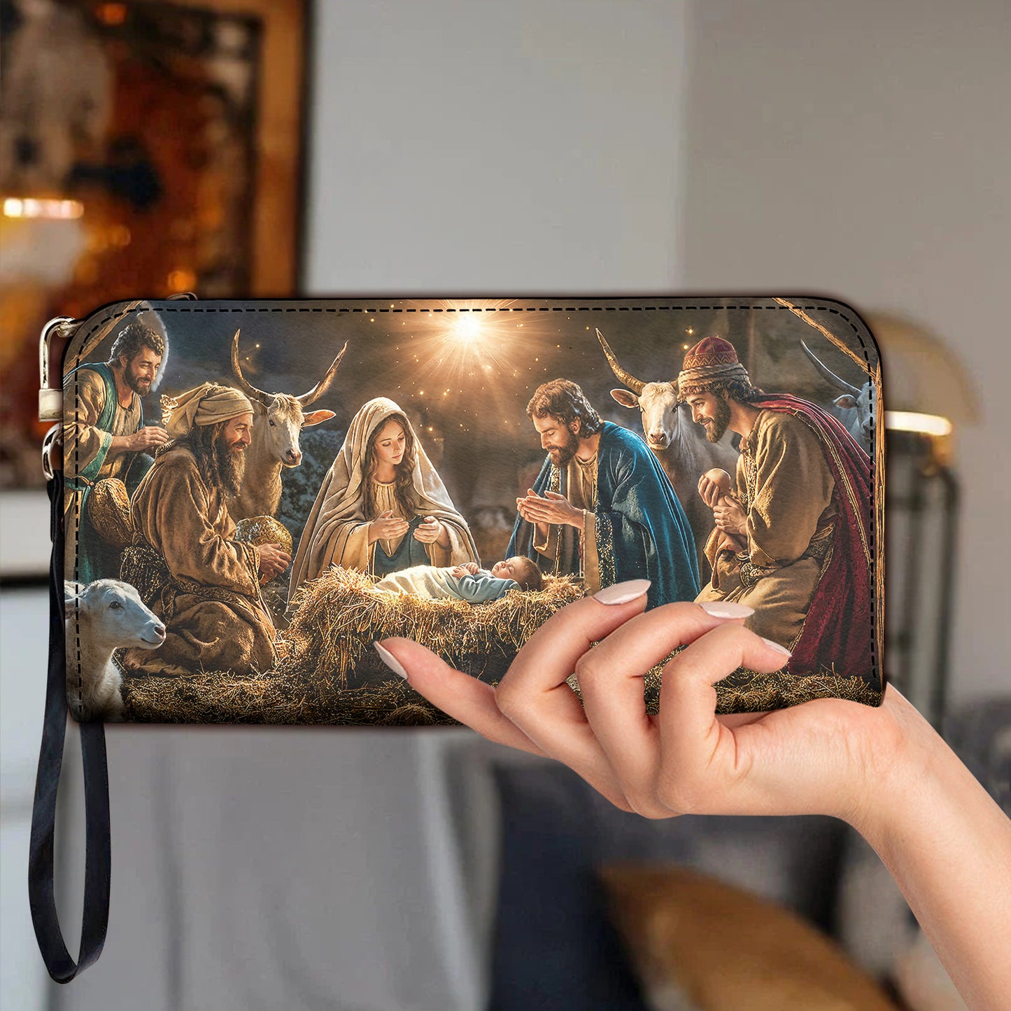 God Leather Wallet A Holy Night in Warm Light
