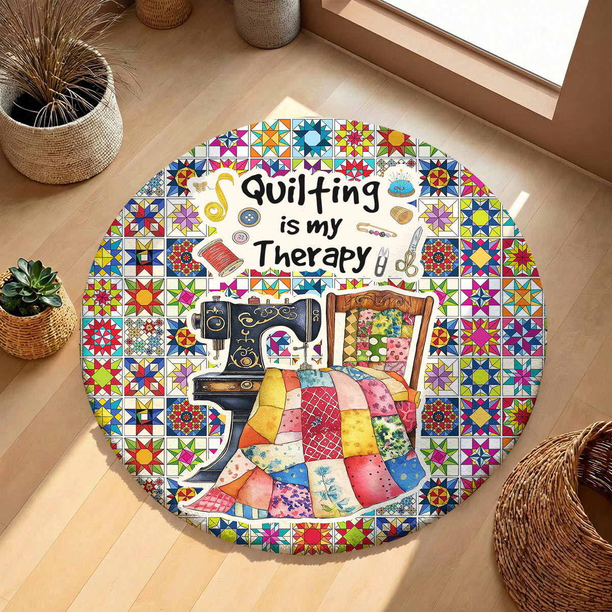 Sewing Lover Round Rug Quilting Is My Therapy Colorful Quilt Blocks