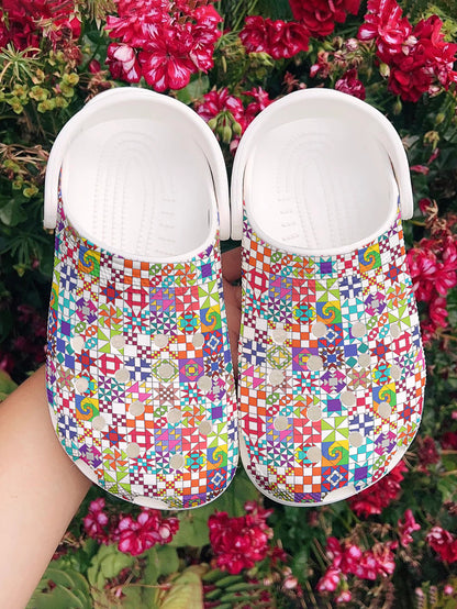 Sewing Lover Graphic Clogs ColorBurst Quilt Blocks