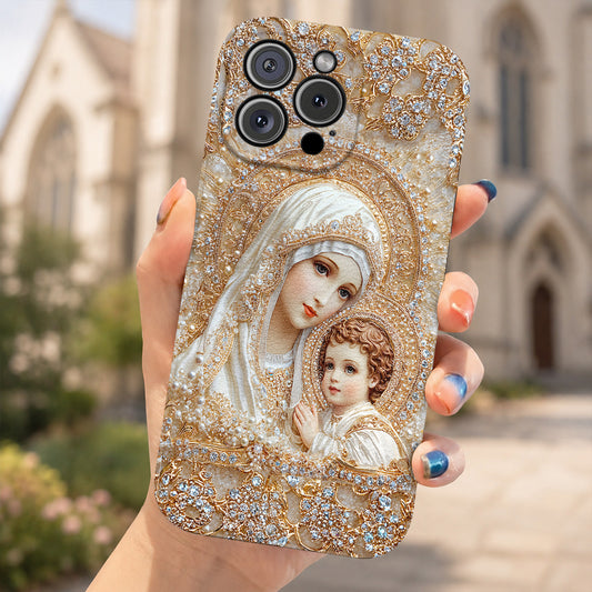 Mary Leather Phone Case Heavenly Grace In Radiant Splendor