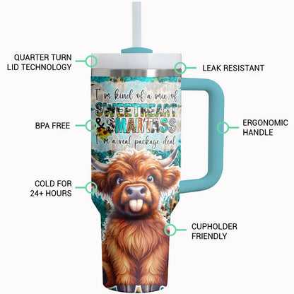 Highland Cow 40Oz Tumbler A Mix Of Sweetheart & Smartass