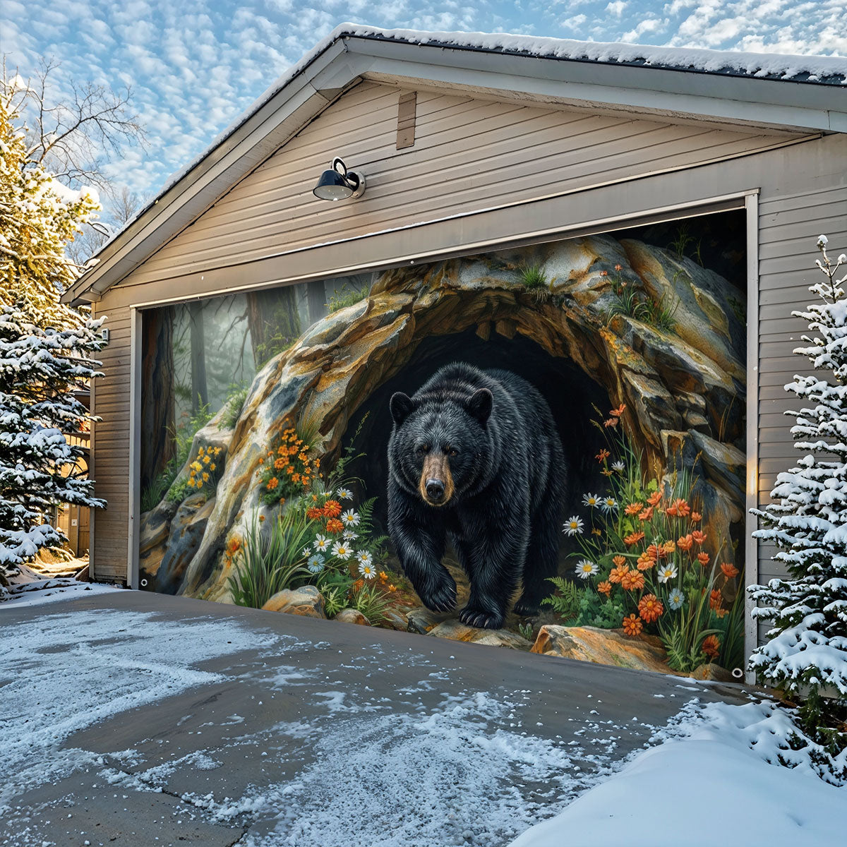Bear Garage Door Banner Decoration - Awakening from the Den