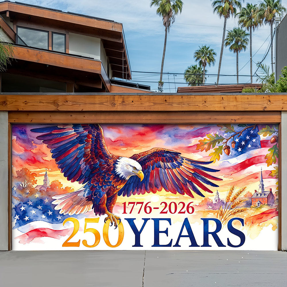 Patriotic Garage Door Banner Decoration - Wings of Freedom 1776–2026