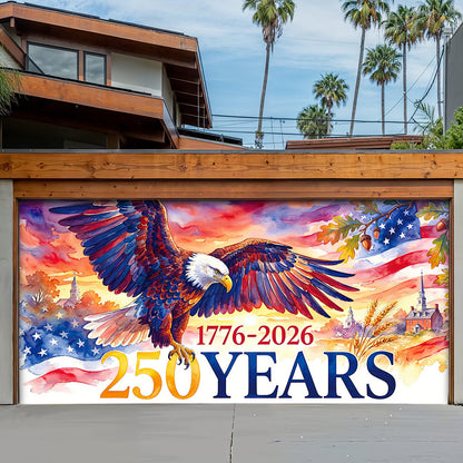 Patriotic Garage Door Banner Decoration - Wings of Freedom 1776–2026