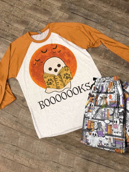 Book Lover Raglan Lounge Pajamas Boooooks Reading Ghosts