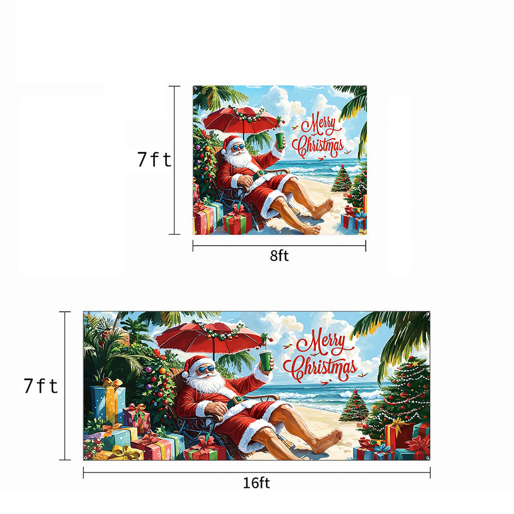 Santa Claus Garage Door Banner - Santa’s Tropical Christmas