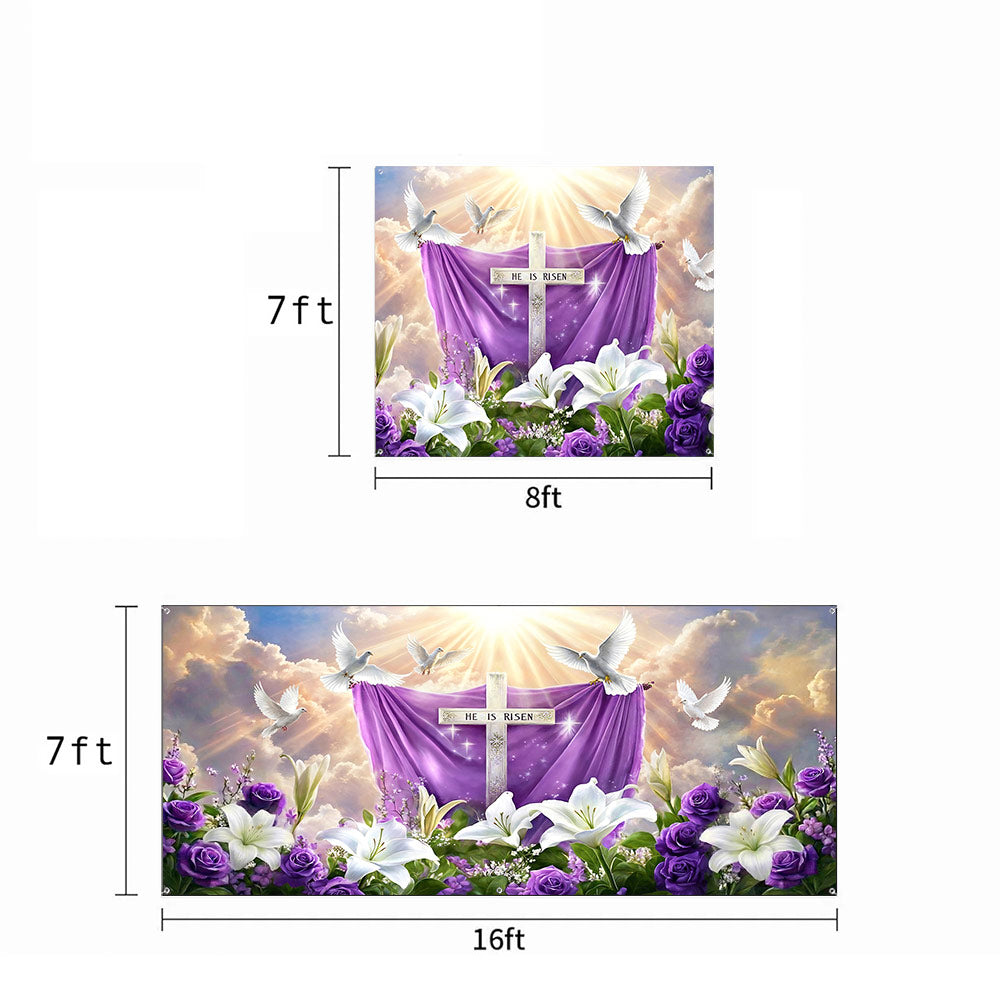 Christian Easter Garage Door Banner Decoration - 'He Is Risen' Resurrection in Bloom