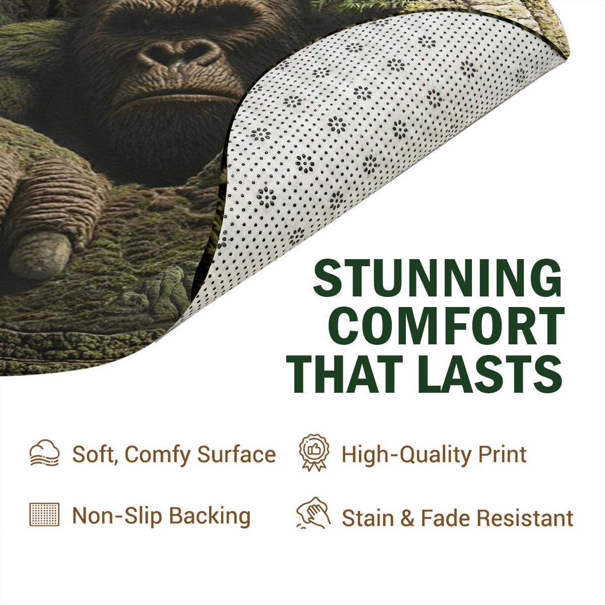 Bigfoot Round Rug Rising from the Forest 3D Illusion Flat Print Rustic Myth Art