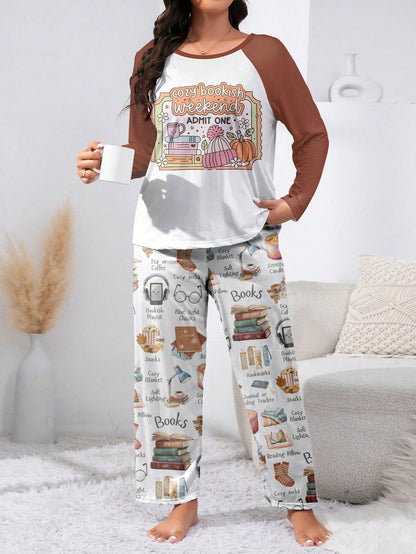 Book Lover Raglan Lounge Pajamas Cozy Bookish Weekend Comfort Kit
