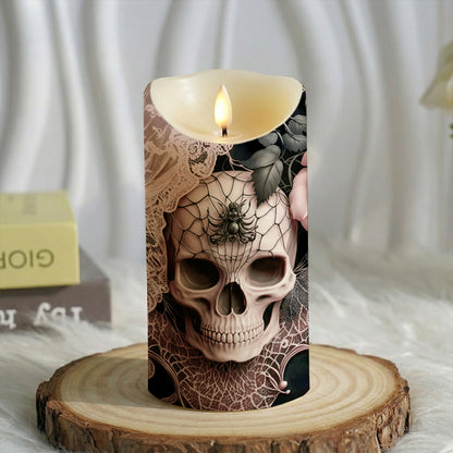 Gothic LED Candle Rose Beneath the Web