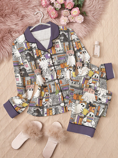 Book Lovers Halloween Classic Pajama Set Reading Ghosts
