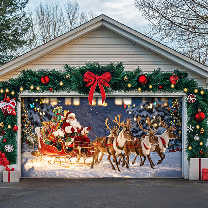 Christmas Garage Door Banner Decoration - Santa’s Magical Sleigh