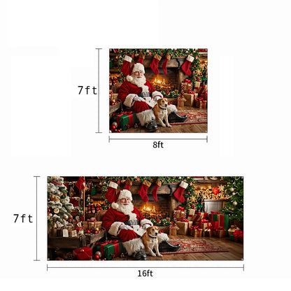 Christmas Garage Door Banner Decoration - Warm Wishes by the Fireplace