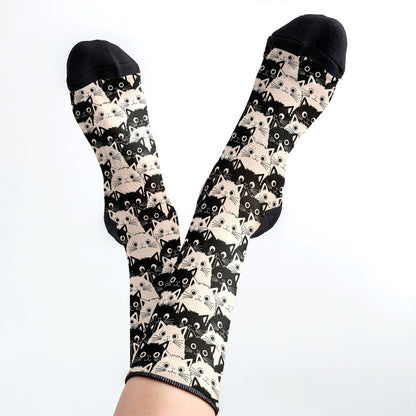 Cat Crew Socks Cute Fat Cats
