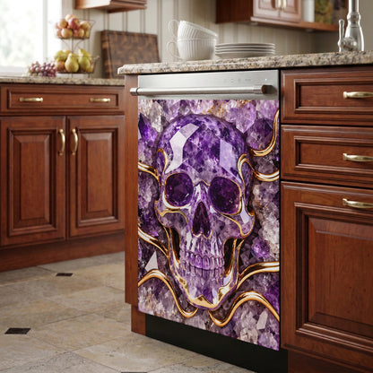 Skull Magnetic Dishwasher Cover Amethyst Crystal Skull